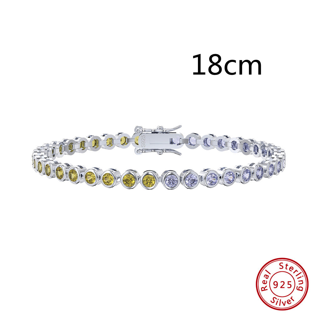 Bracelet en Argent 925 avec pierres jaunes et blanches taille 18cm accessoire minimaliste féminin