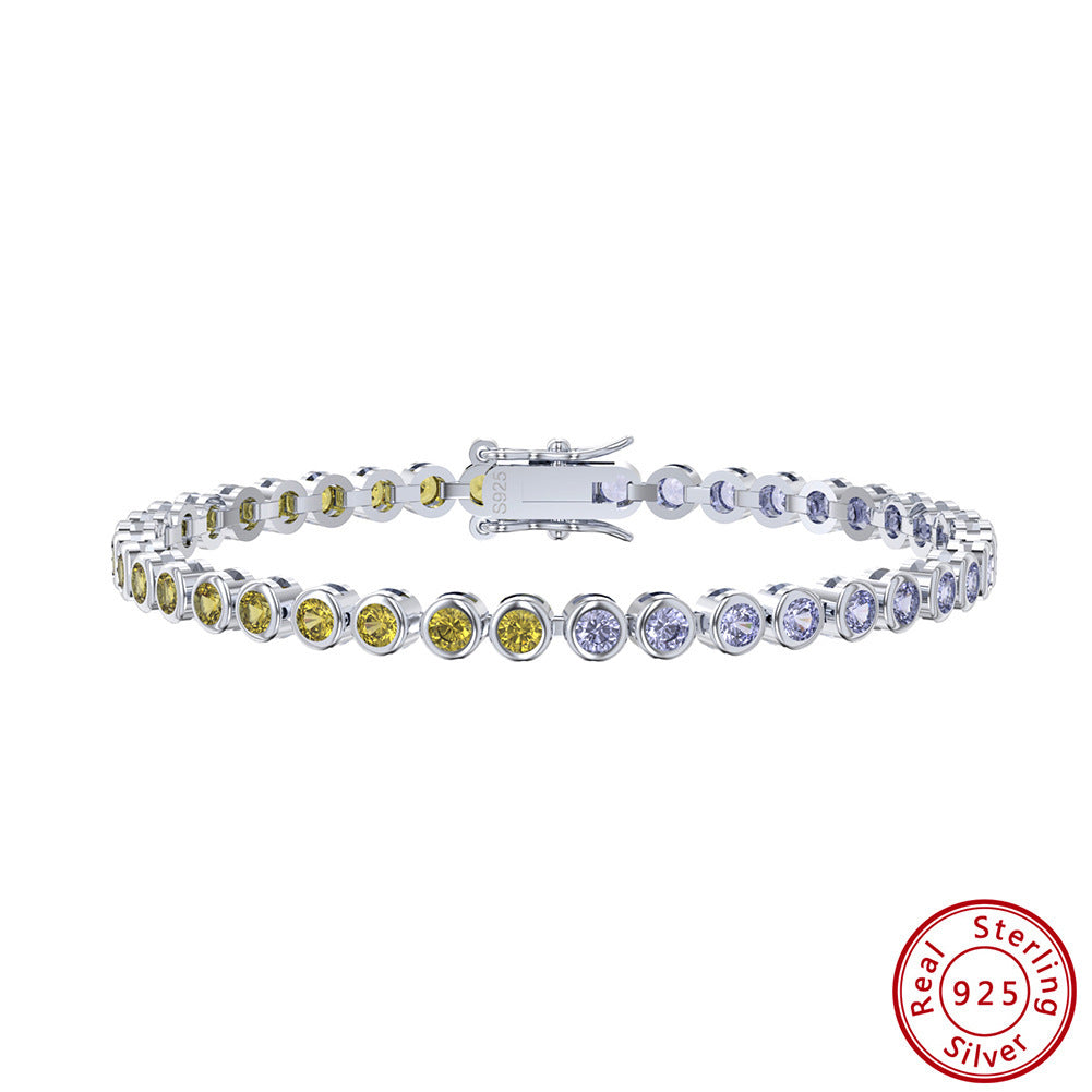Bracelet en Argent 925 Moyyudé avec pierres jaunes et blanches élégant accessoire minimaliste féminin