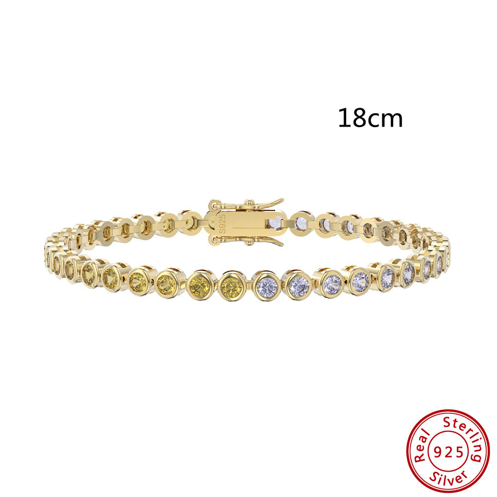Bracelet en Argent 925 doré 18 cm avec pierres serties, accessoire minimaliste féminin