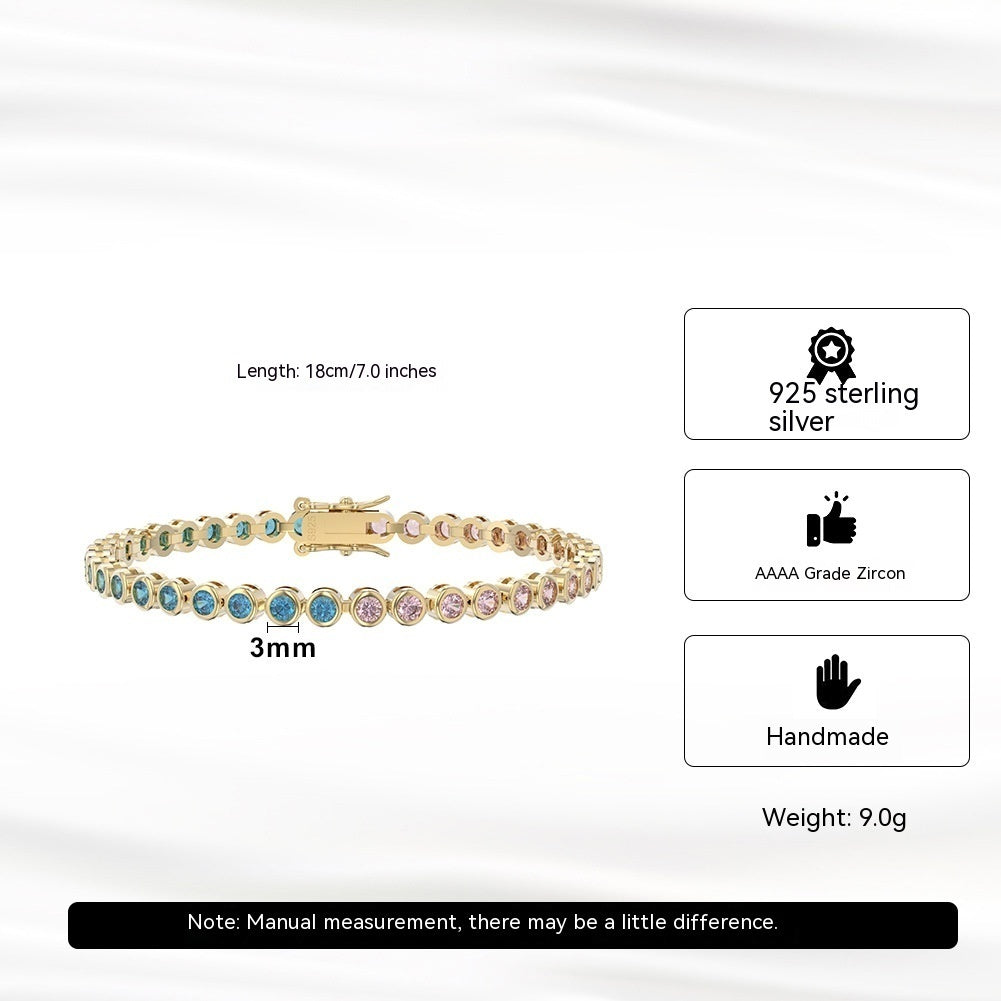 Bracelet en Argent 925 Moyyudé avec pierres zircon colorées accessoire minimaliste féminin