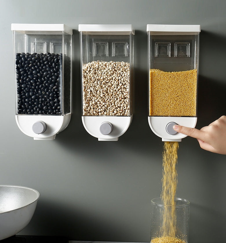 Distributeur alimentaire mural Moyyudé transparent avec boutons pour grains et céréales