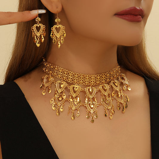 Parure princesse dorée Moyyudé avec collier et boucles d'oreilles délicates en or pour femme