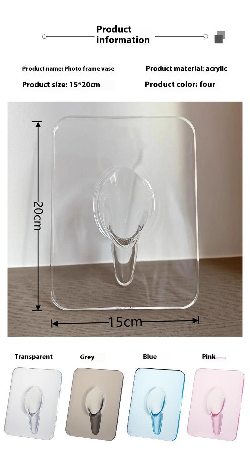 Vase acrylique transparent Moyyude de 15x20 cm en plusieurs couleurs avec support intégré